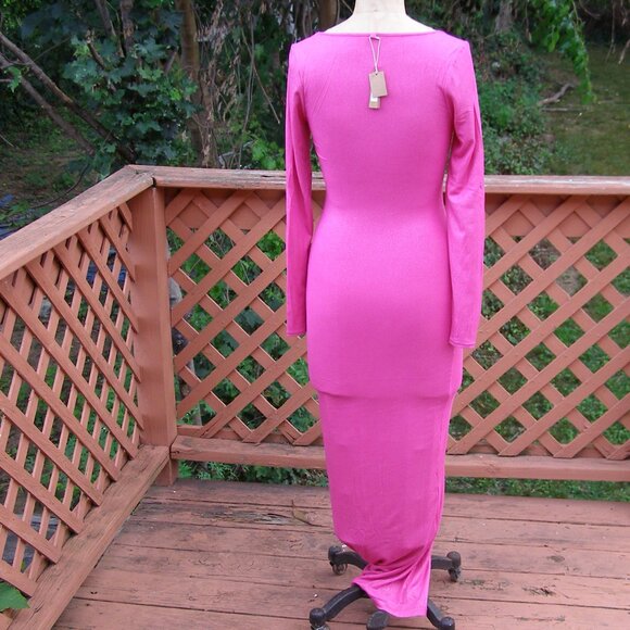 🩷 SOLD 🩷 NWT L SKIMS SOFT LOUNGE SHIMMER LONG SLEEVE DRESS IN FUCHSIA FOIL - Picture 4 of 12